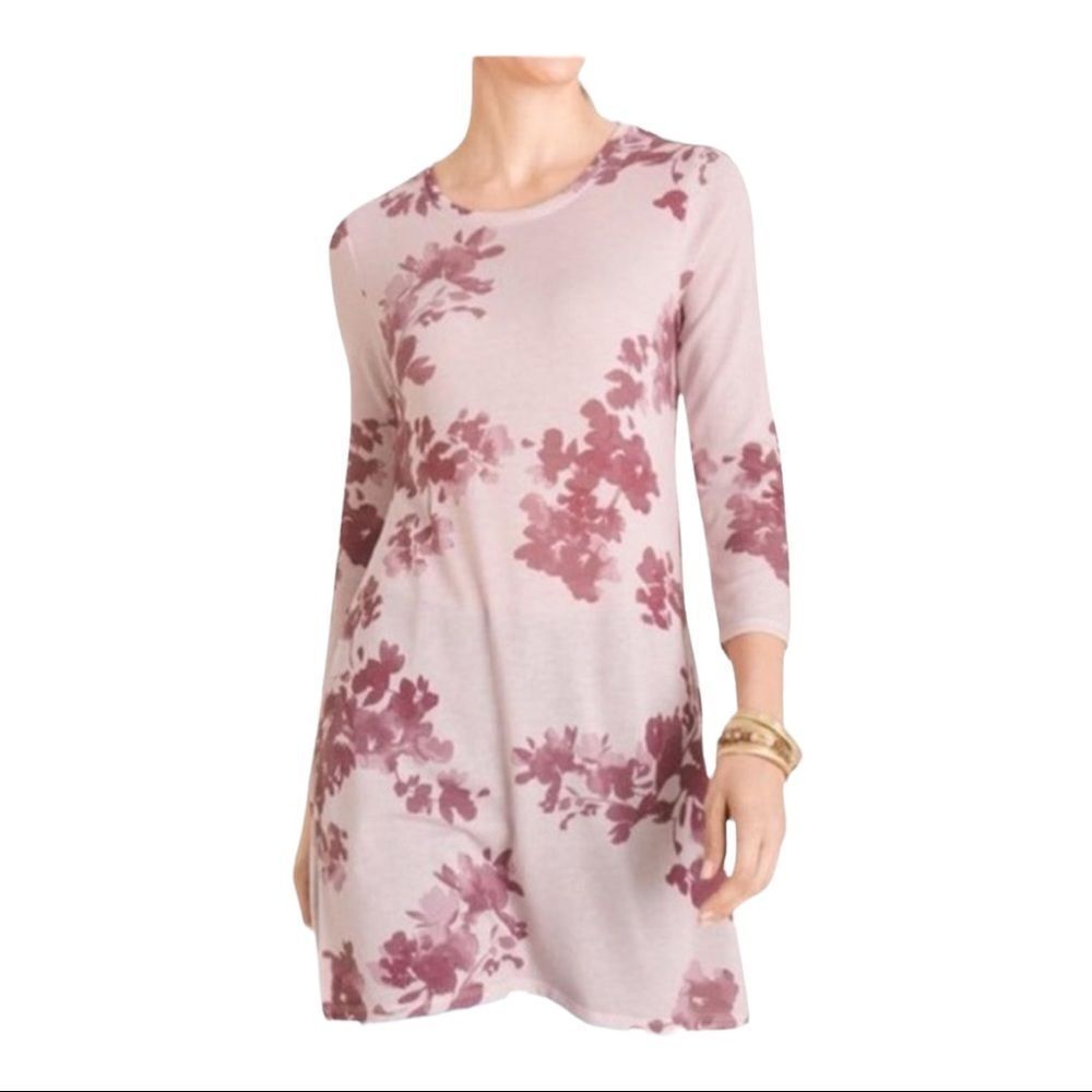 😊 3/$30 
NWT🏷 CHICO’s Tunic Dusty Rose 3/4 sleeves Mauve Floral Sz 00 (XS)